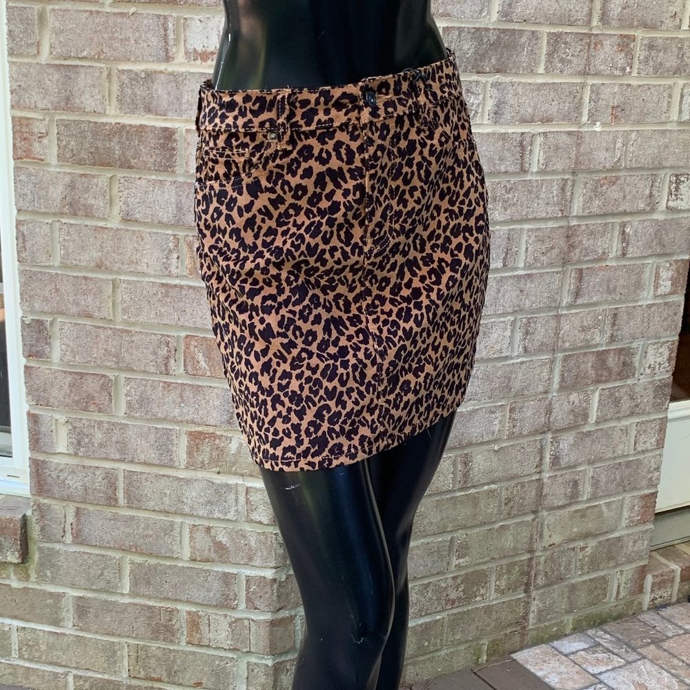 Vanilla Star Corduroy Cheetah Mini Skirt NWT
